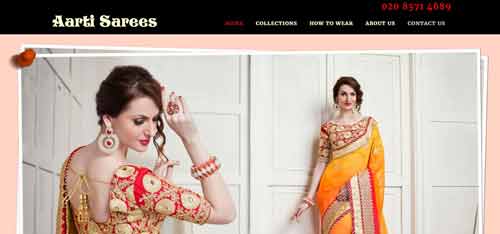 Aarti Sarees home page